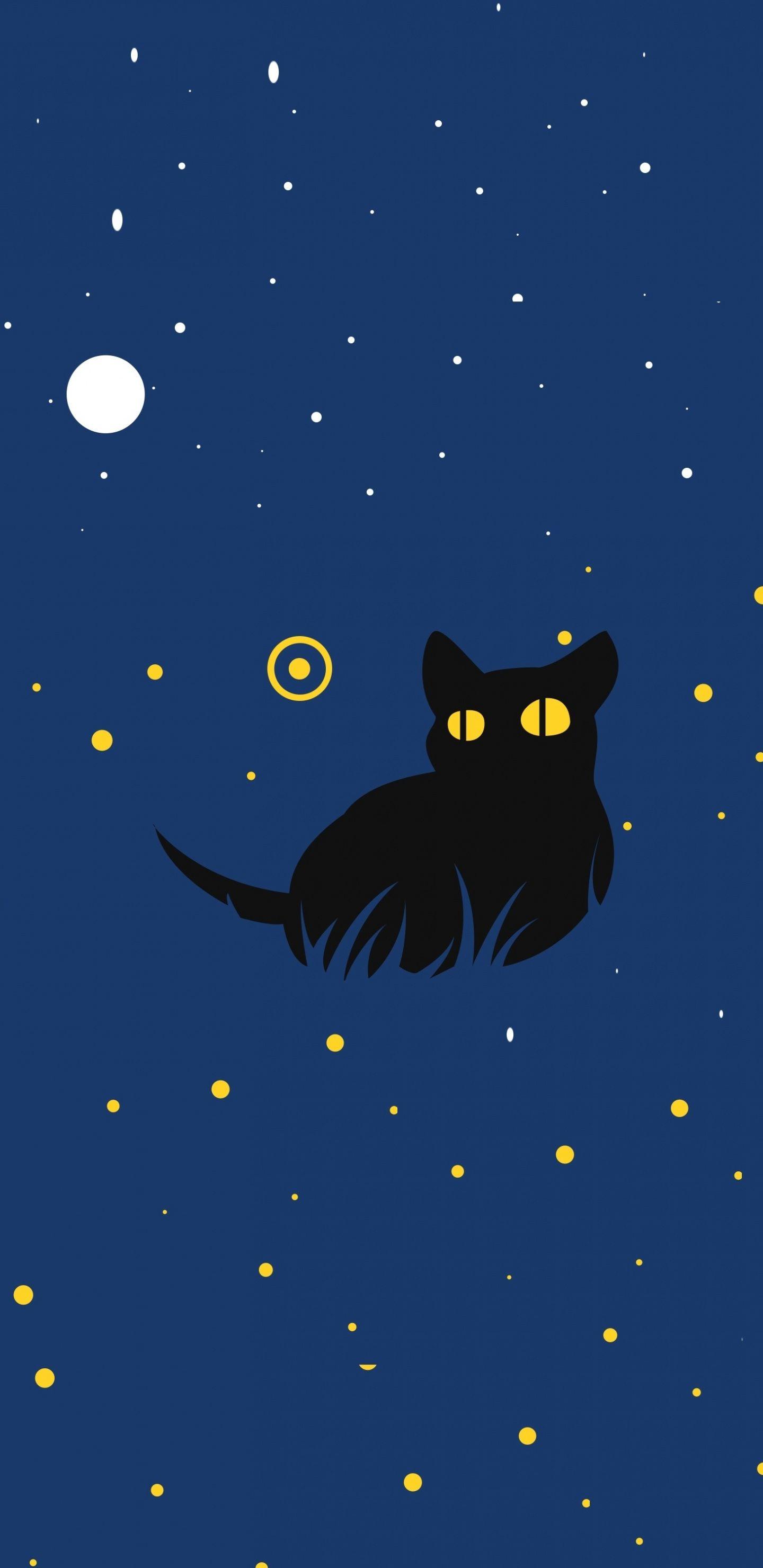 1440x2960 Black Cat Galaxy Wallpaper