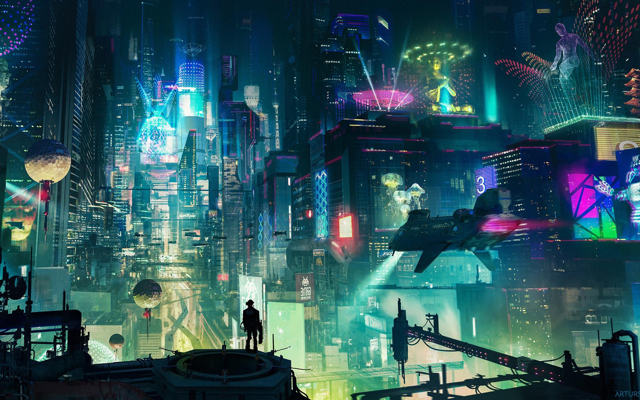 2048x1280 cyberpunk pixel art on Tumblr