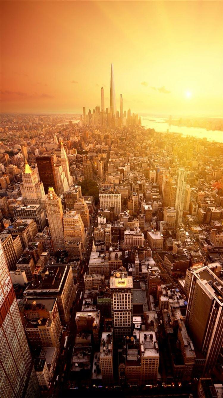 750x1334 Nature Golden Sunshine Cityscape Overview iPhone 8 Wallpaper Free Download
