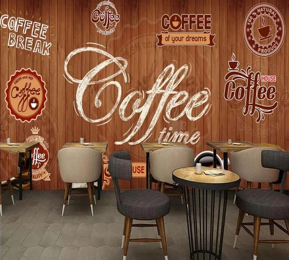 1000x900 Free Shipping Custom Wallpaper Mural Wooden Board Shading Vintage Coffee Shop Leisure Bar Cafe Label Background Wall Painting. Wallpaper