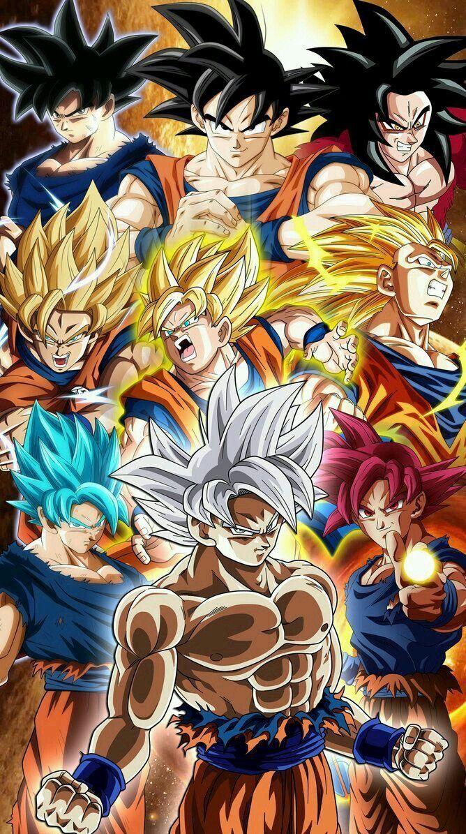 668x1195 Goku Forms Wallpaper
