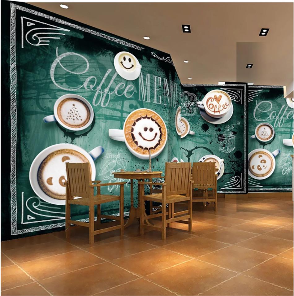 950x956 European Creative Coffee Cup Blue Board Background Wallpaper Mural 3D Cafe Coffee Shop Restaurant Industrial Decor Wall Paper 3D. Wallpaper