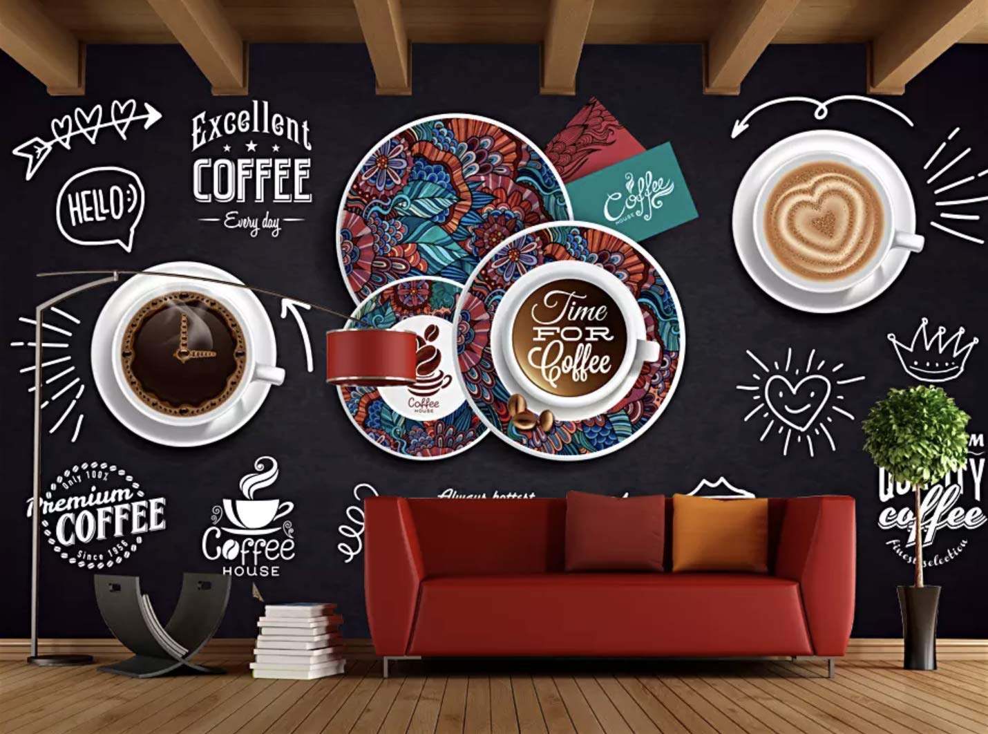 1430x1062 Murwall Coffee Wallpaper Americano Capuccino Wall Mural Hot Coffee Wall Decor Excellent Coffee Cafe Design Modern Wall Decor: Handmade