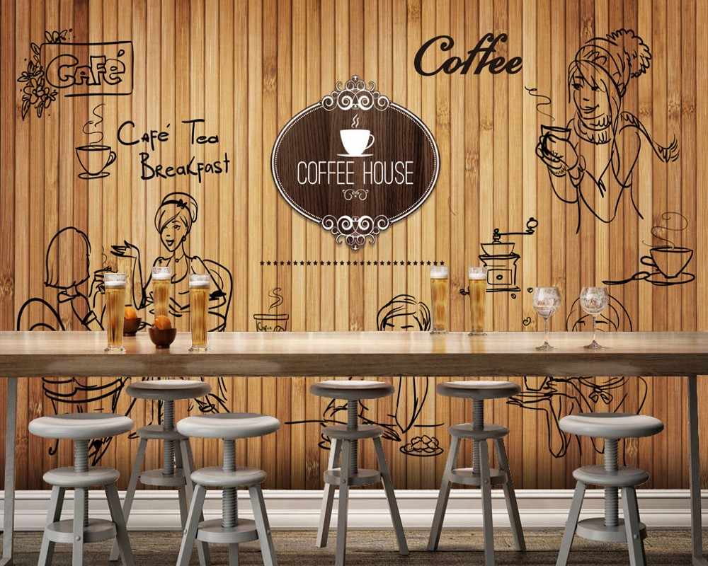 1000x800 Free Shipping Afternoon Tea Shop Fashion Mural Custom 3D Wallpaper Vintage Scandinavian Style Cafe Dining Restaurant Wallpaper. Wallpaper