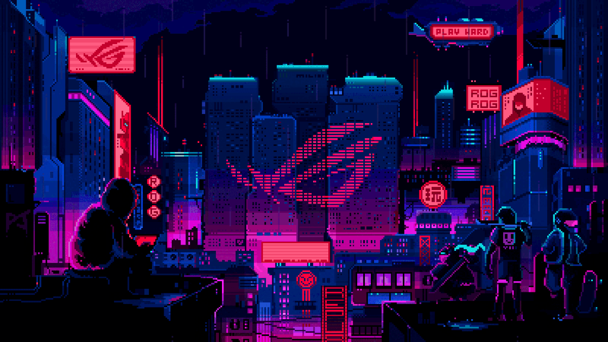 1200x675 ROG Wallpaper Design. Desktop wallpaper art, Pixel art background, Anime scenery wallpaper