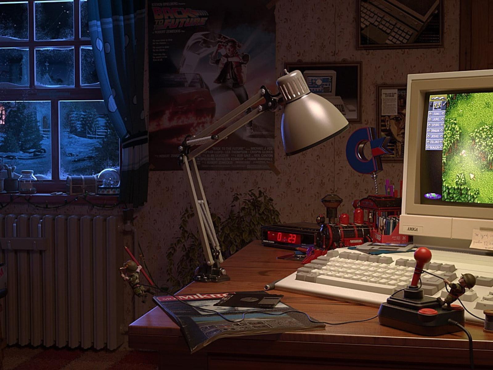 1600x1200 gray CRT computer monitor, Amiga, retro games wallpaper, window, joystick • Wallpaper For You HD Wallpaper For Desktop & Mobile