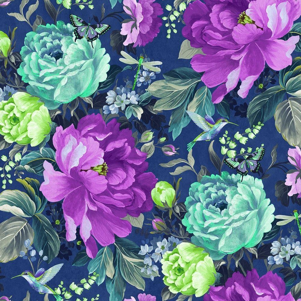 1000x1000 Violet Floral Wallpaper