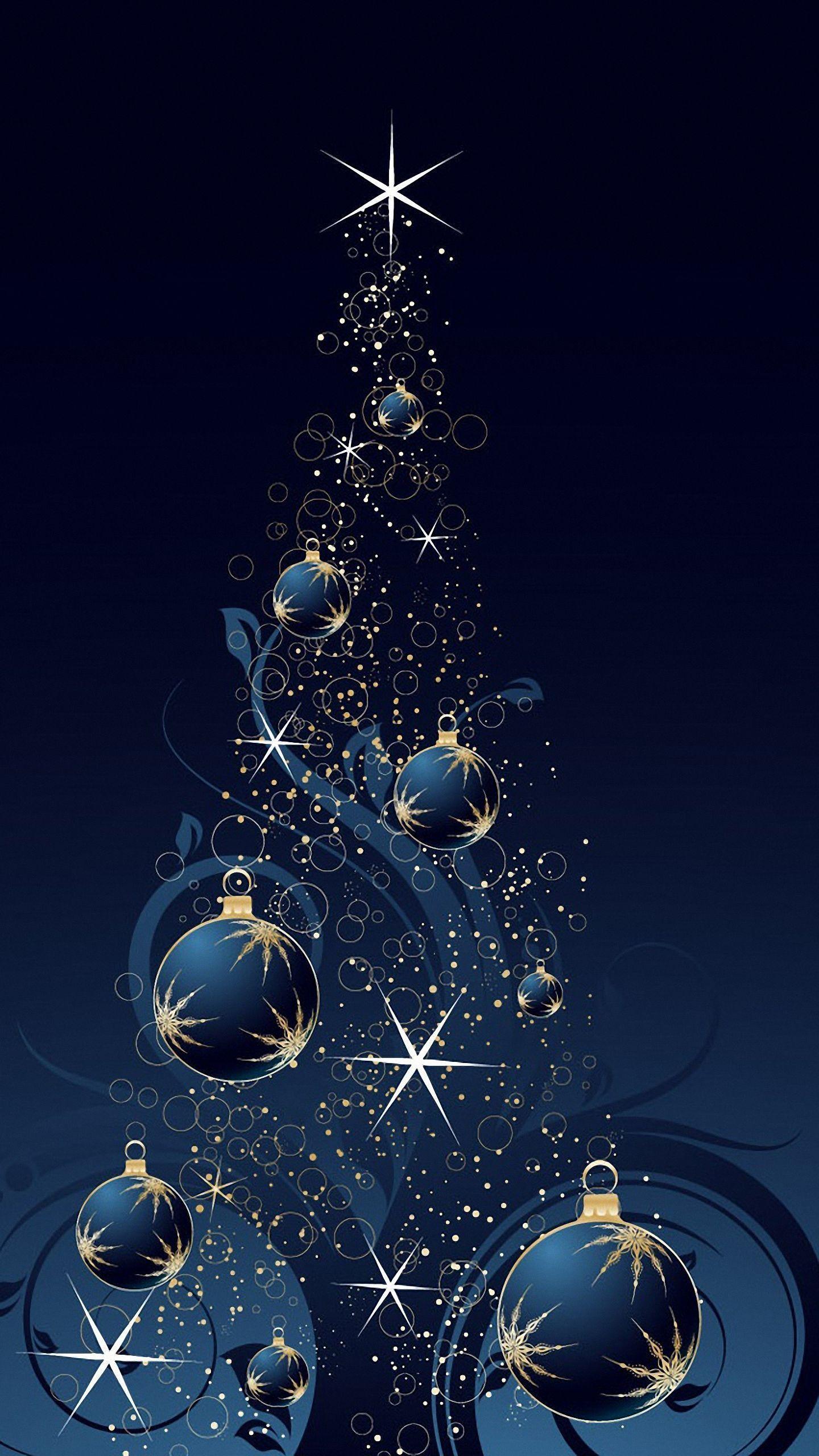 1440x2560 Aesthetic Christmas Blue Wallpaper