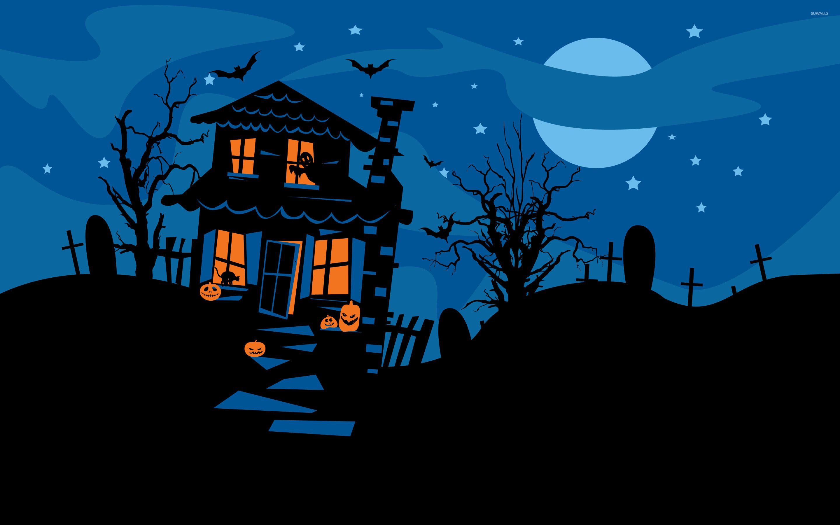 2880x1800 Haunted House Halloween Wallpaper