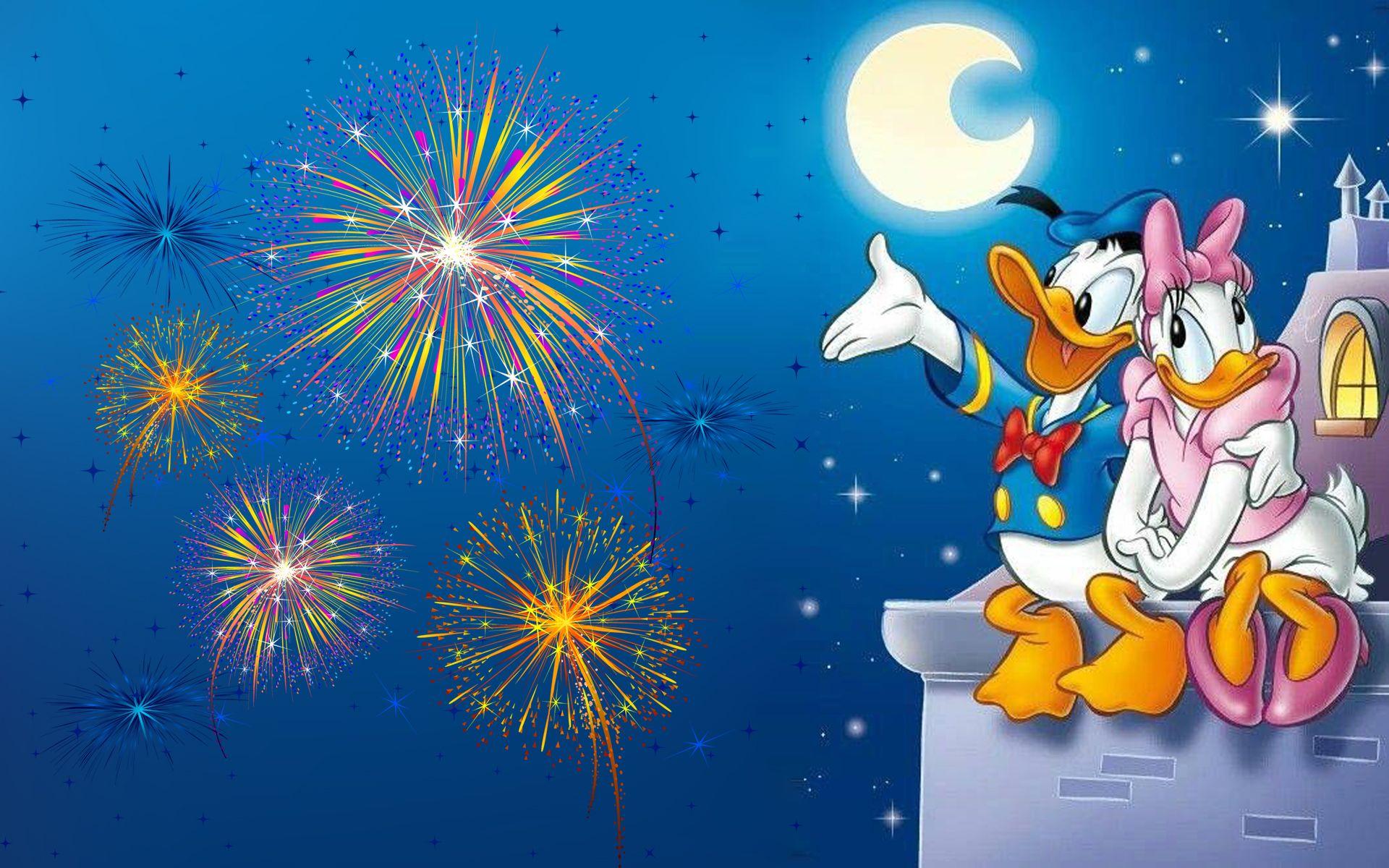 1920x1200 Donald Duck And Daisy Duck Romantic Evening Watching The Full Moon. HD wallpaper for mobile, Donald duck and daisy, Disney characters wallpaper