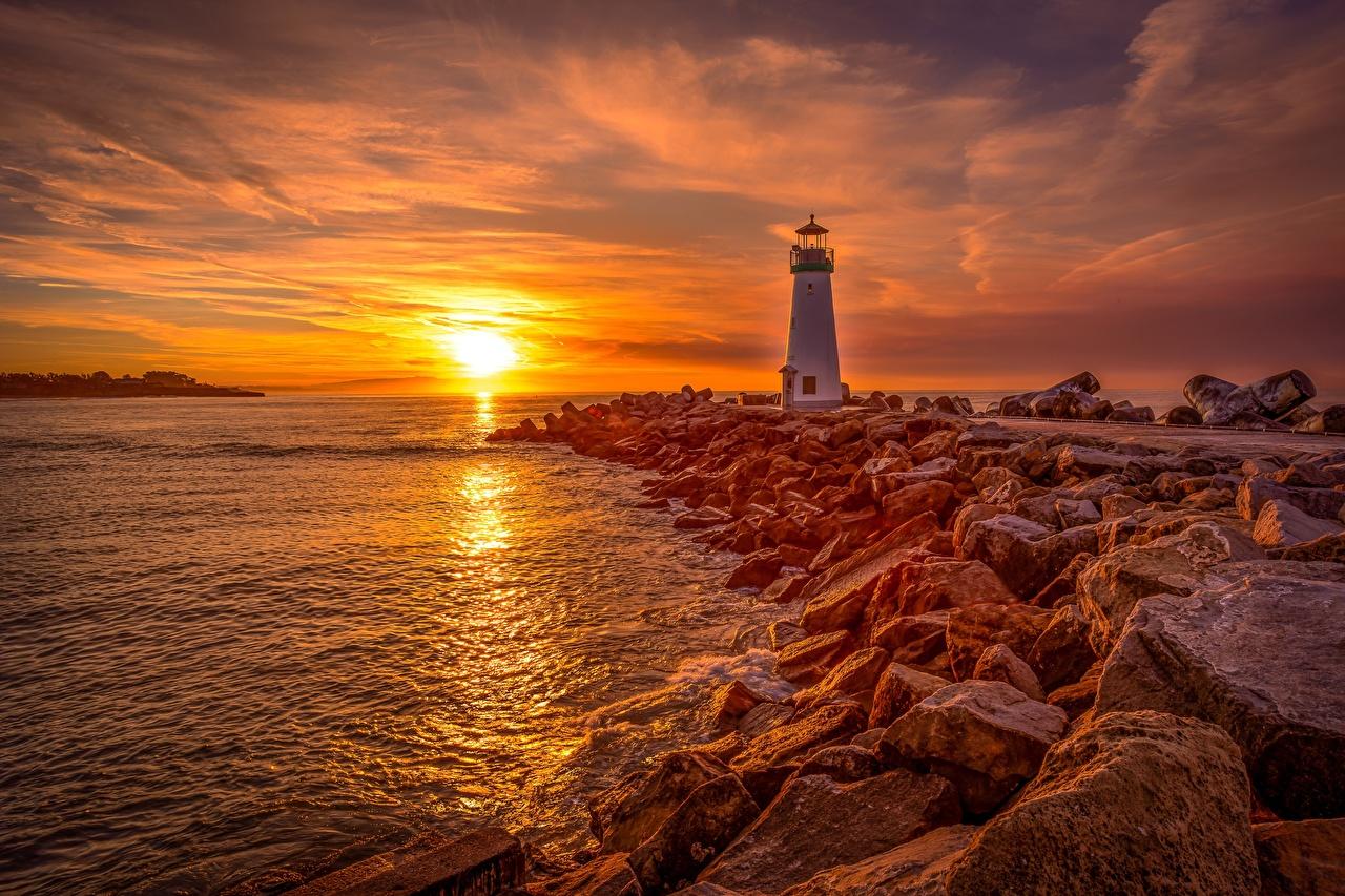 1280x853 Image Santa Cruz, Monterey Bay, Walton Lighthouse Sun Nature