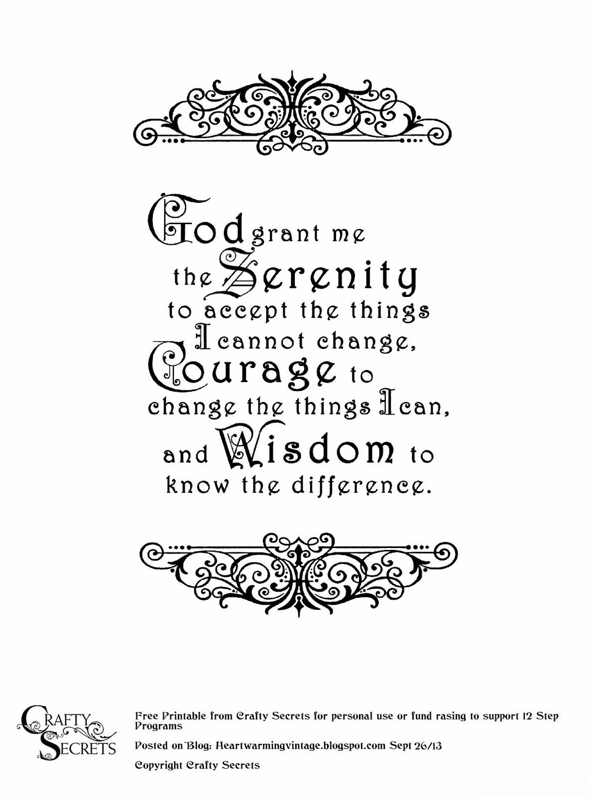 Literature & Readings: The Serenity Prayer - In The Day