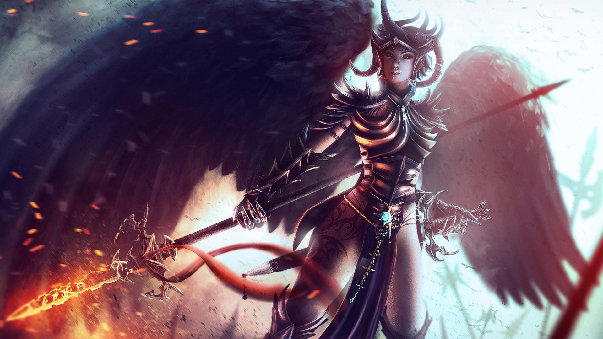 1920x1080 Cute Demon Anime Girl Wallpaper