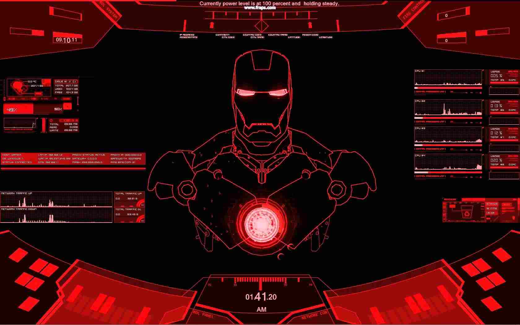 1680x1050 Iron Man Jarvis Red