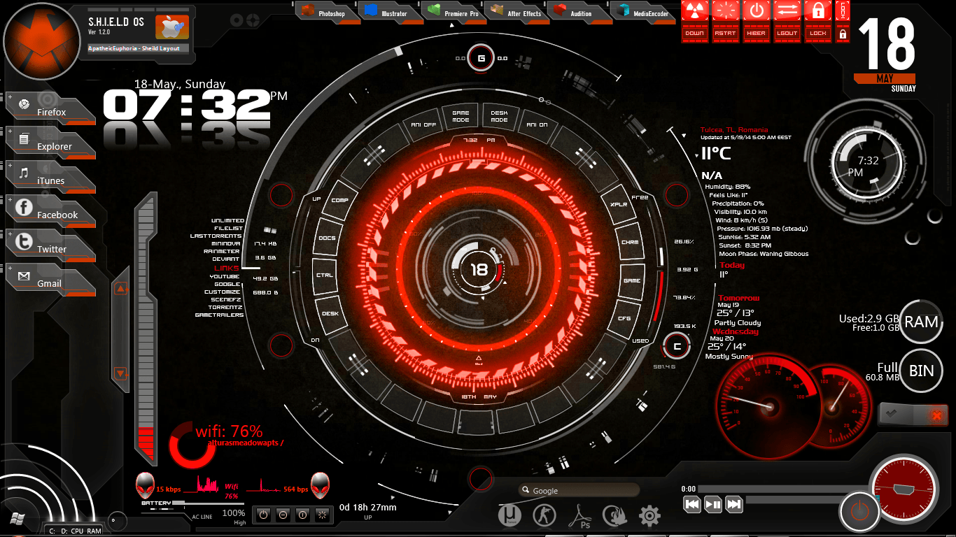 1366x768 Iron Man Hud Wallpaper