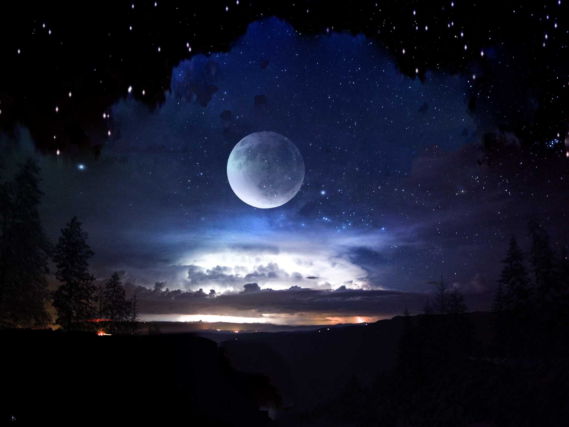 1900x1425 Moon And Stars Wallpaper For Androids HD
