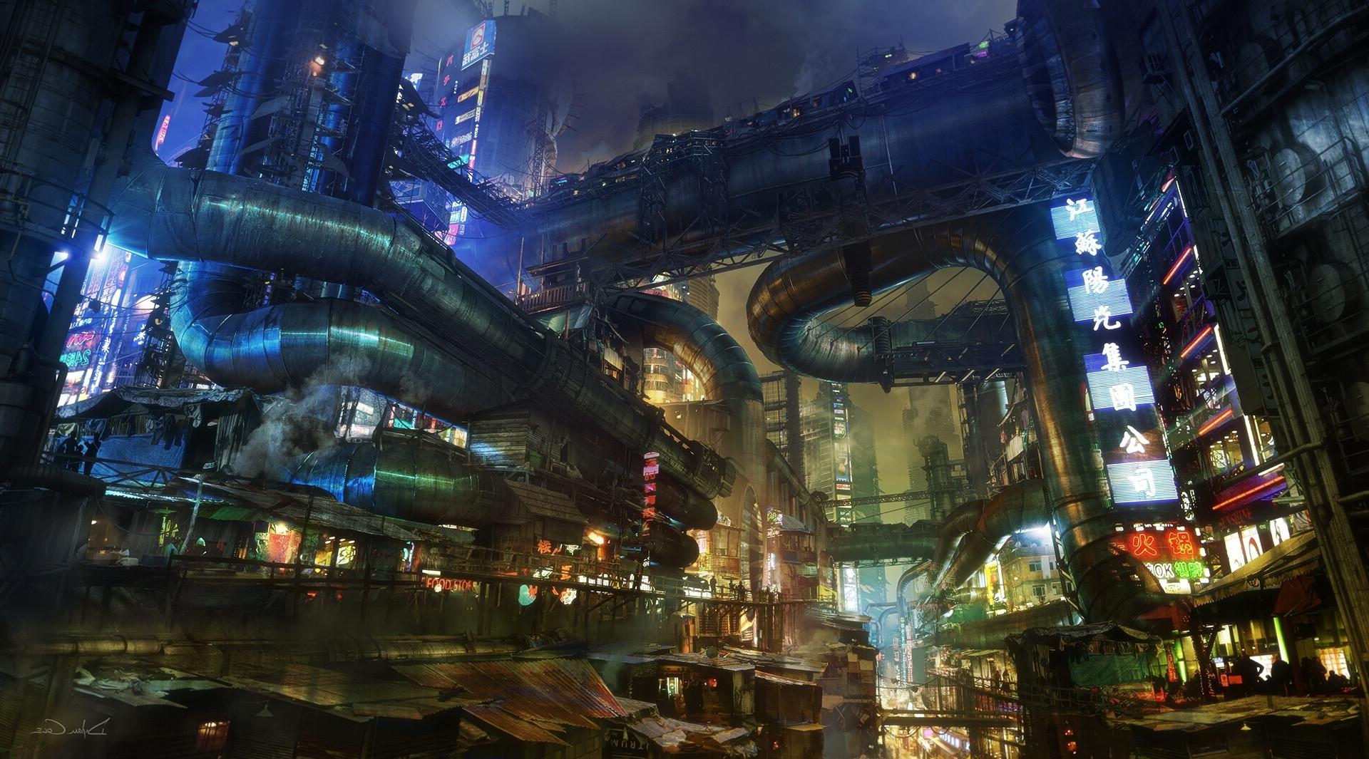1920x1065 Wallpaper Sci Fi, Cyberpunk, Futuristic Neon City:1920x1065