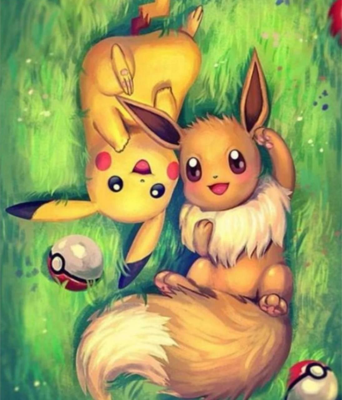 1095x1280 Download Pikachu And Eevee HD Wallpaper and Background