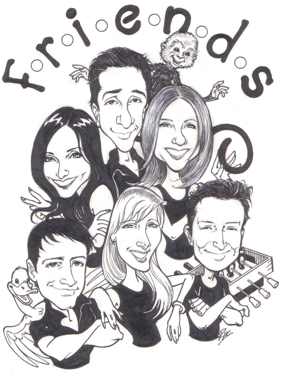 1167x1536 carictures of popular TV show. Friends cartoon friends picture