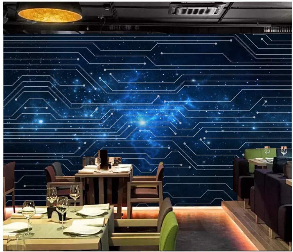 995x858 3D Wallpaper Mural 3D Vertical Abstract Lines Blue Starry Circuit Board Technology Background Wall Silk Cloth 400x280cm