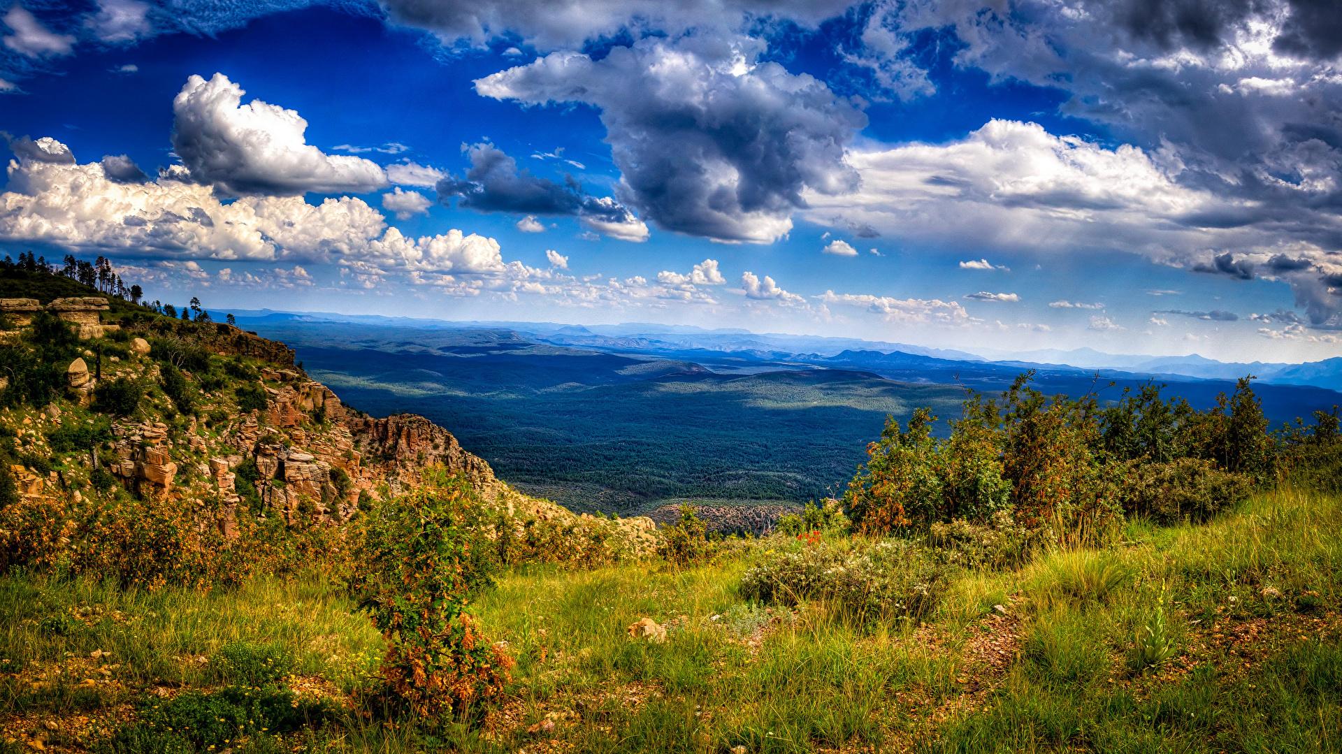 1920x1079 Wallpaper USA Arizona Nature Sky Scenery Grass Clouds 1920x1079