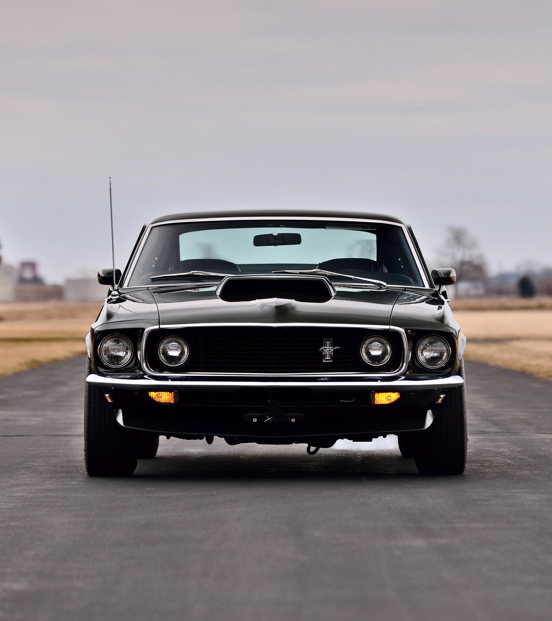 1920x2160 Download 1920x2160 Ford Mustang Black, Front View, Muscle, Cars Wallpaper