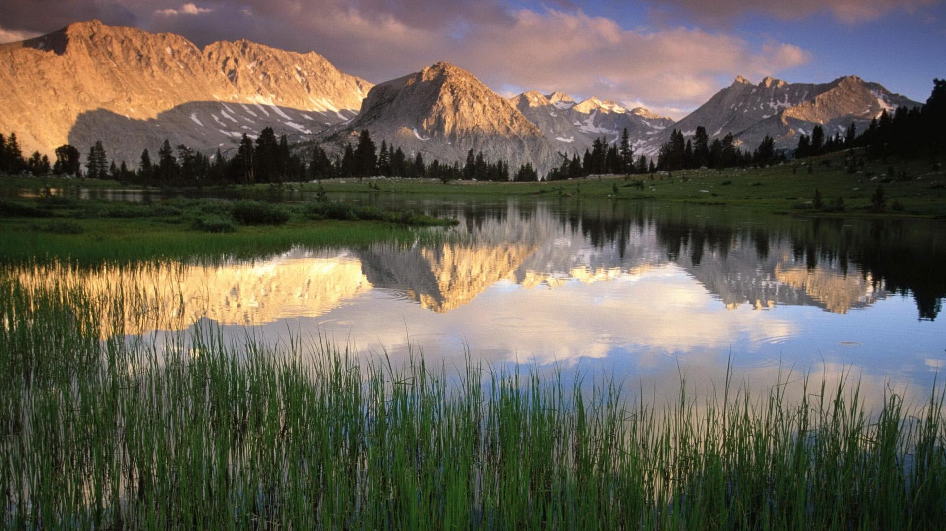 1920x1079 Download wallpaper 1920x1079 mountains, lake, canes HD background