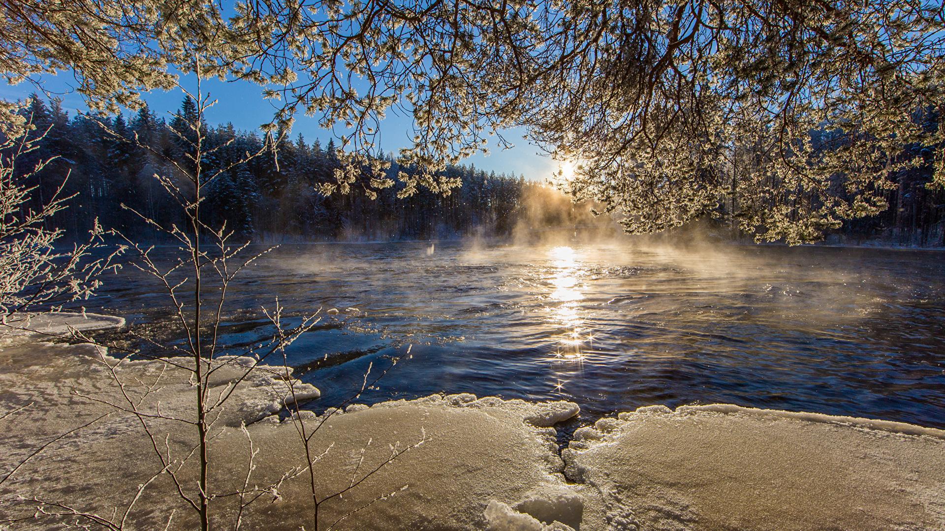 1920x1079 Desktop Wallpaper Finland Ice Nature Rivers Branches 1920x1079