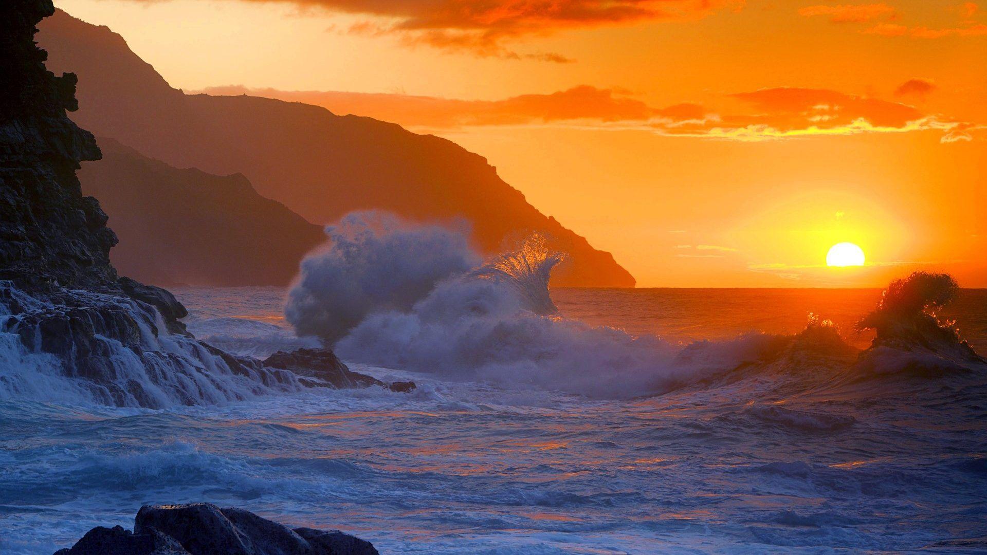 1920x1080 Hawaii Beach Sunset Wallpaper