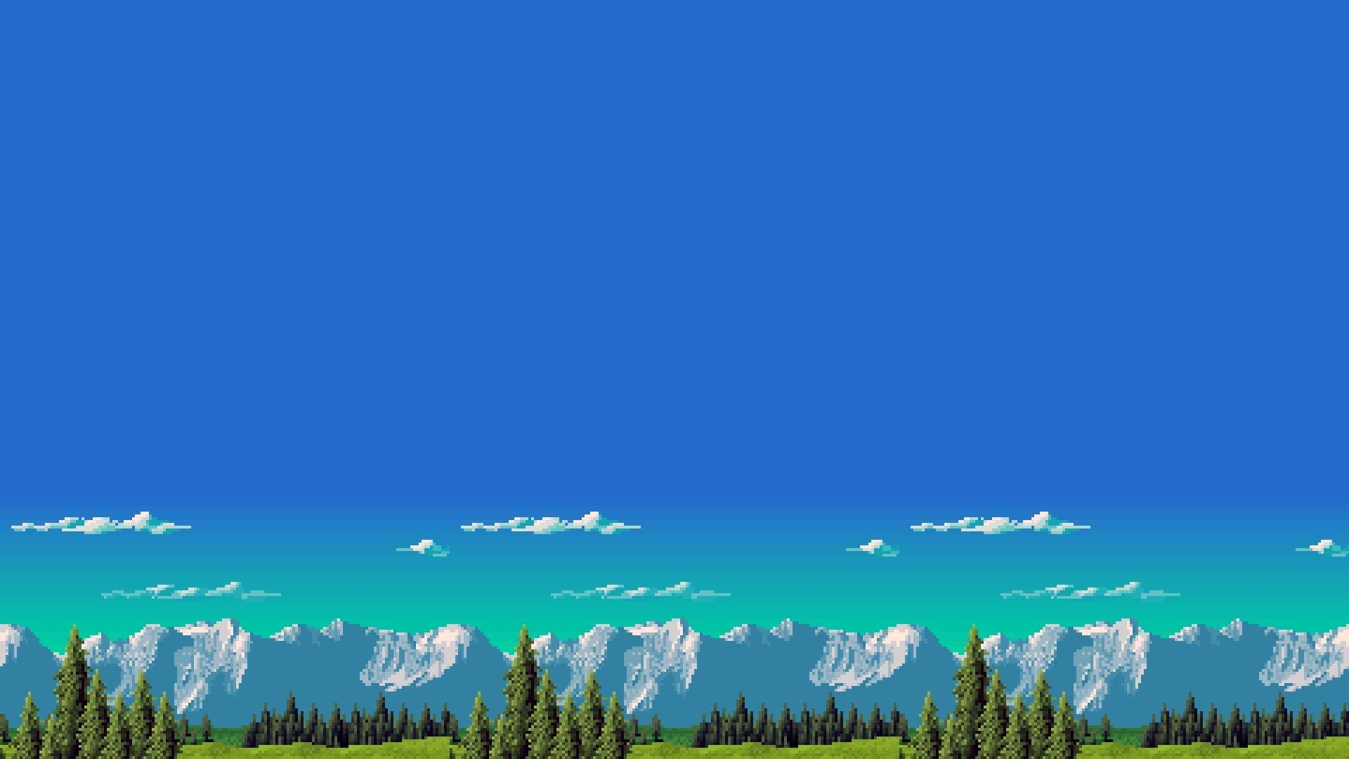 1920x1080 Retro Mountain Video Game Wallpaper