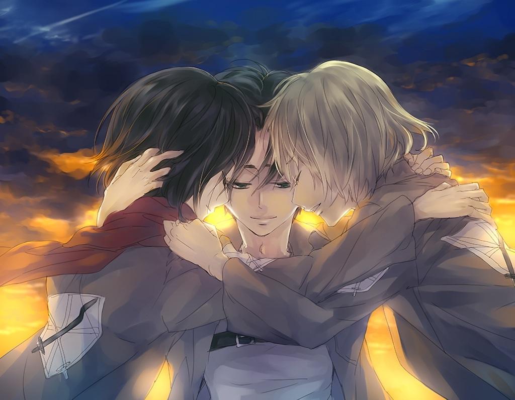 1024x796 Mikasa Eren Armin No Kyojin (Attack On Titan) Fan Art