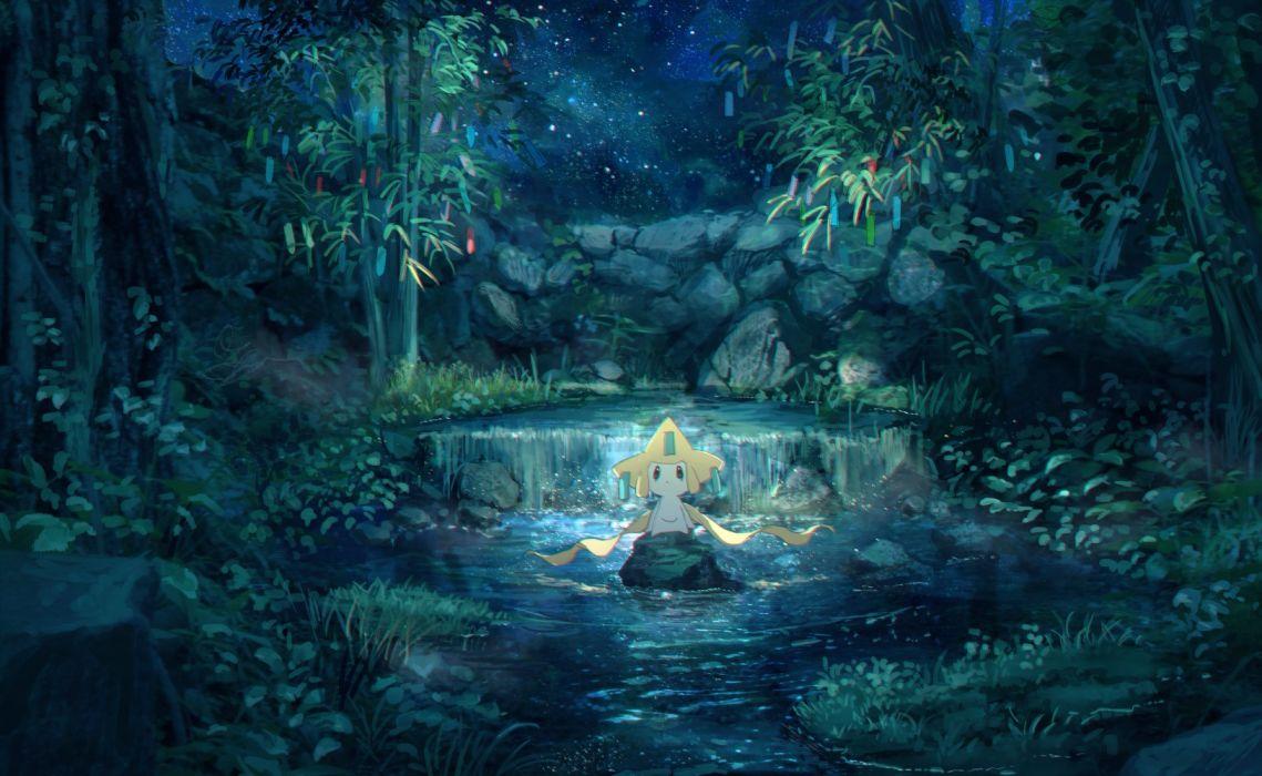 1139x700 jirachi night pippi (p3i2) pokemon scenic stars water wallpaperx1000