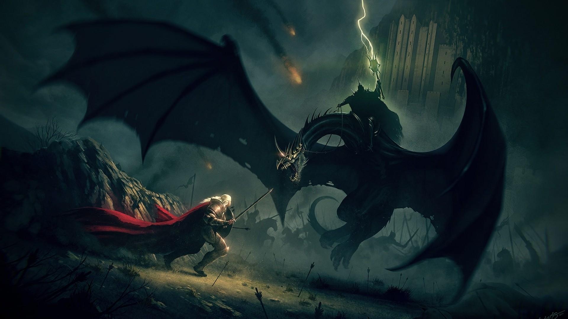 1920x1080 minas tirith battle duel the lord of the rings fantasy art nazgul eowyn the witch king the return of