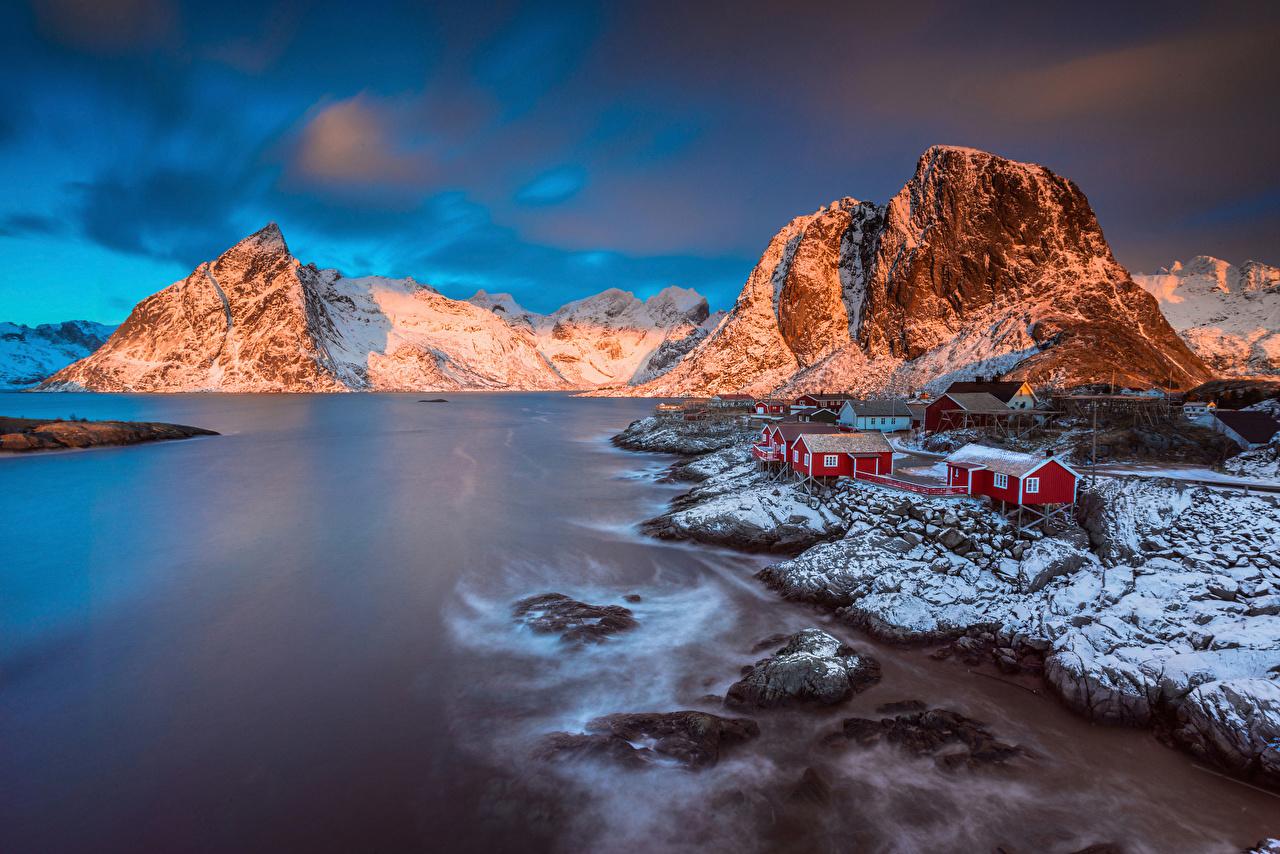 1280x854 Picture Lofoten Norway Moskenes Winter Nature Mountains landscape