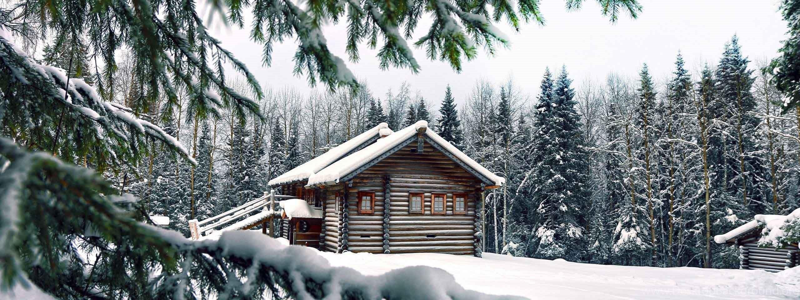 2560x960 Top Mountain Cabin In Norway Wallpaper Desktop Background