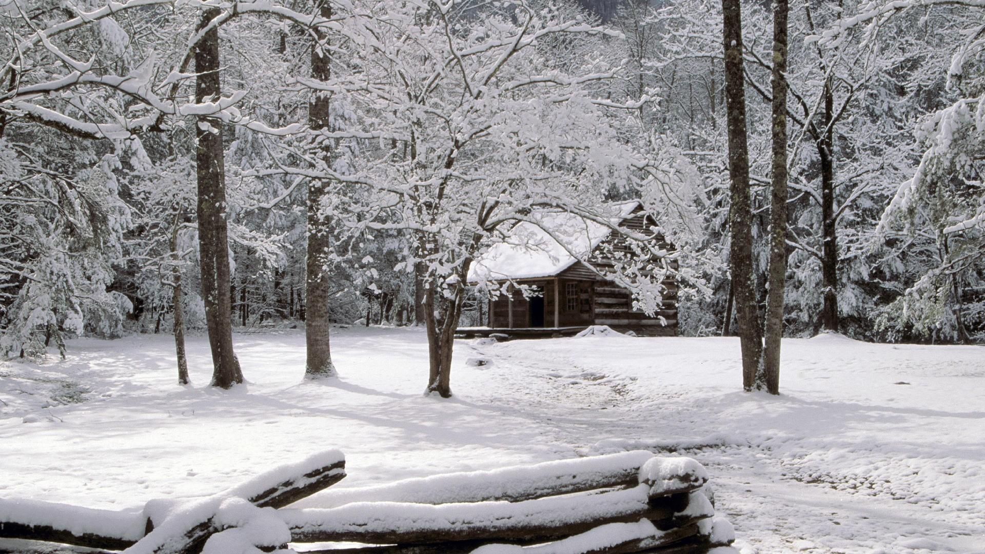 1920x1080 Winter Cabin Wallpaper