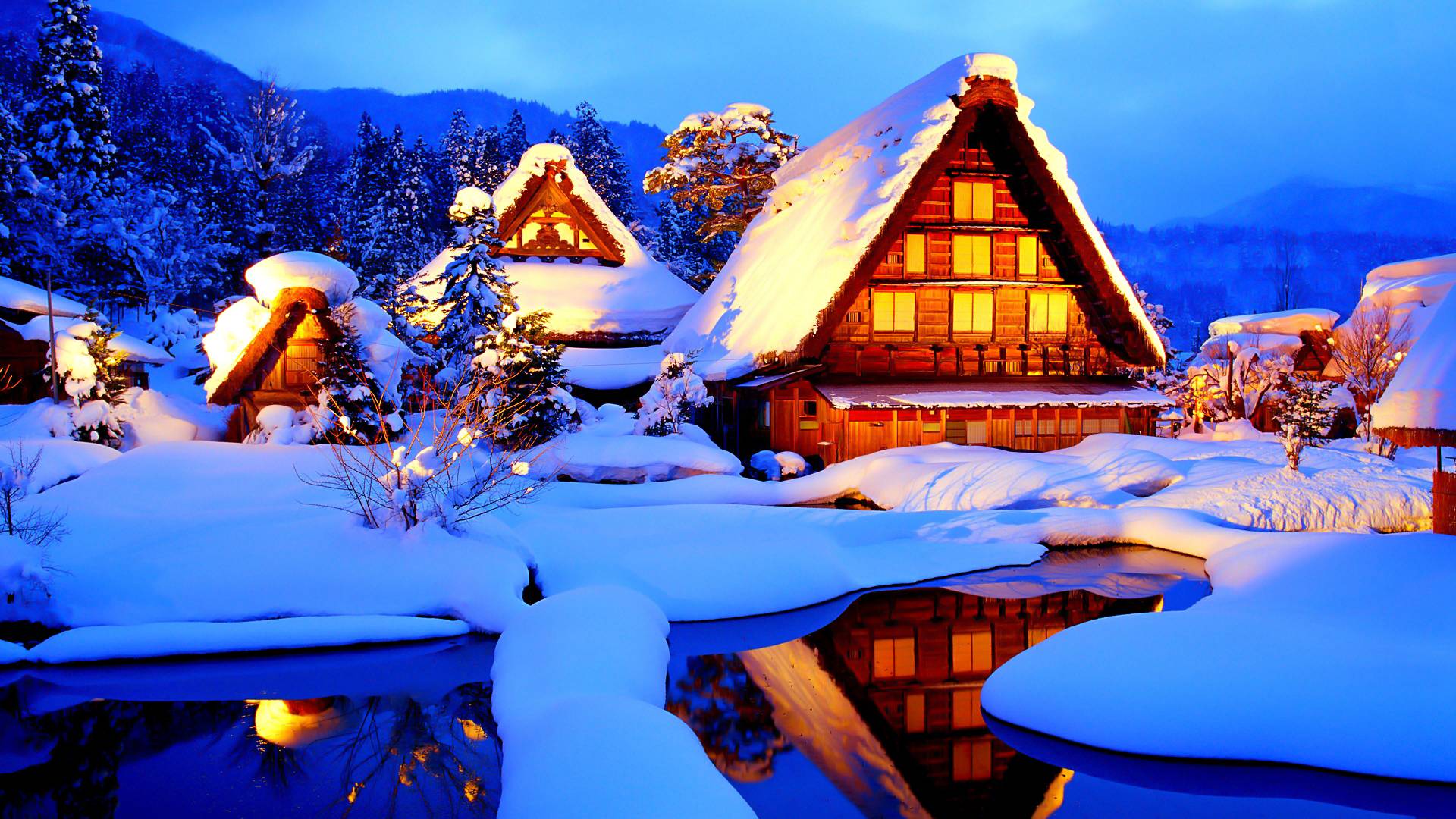 1920x1080 Background Cozy Cabin Wallpaper