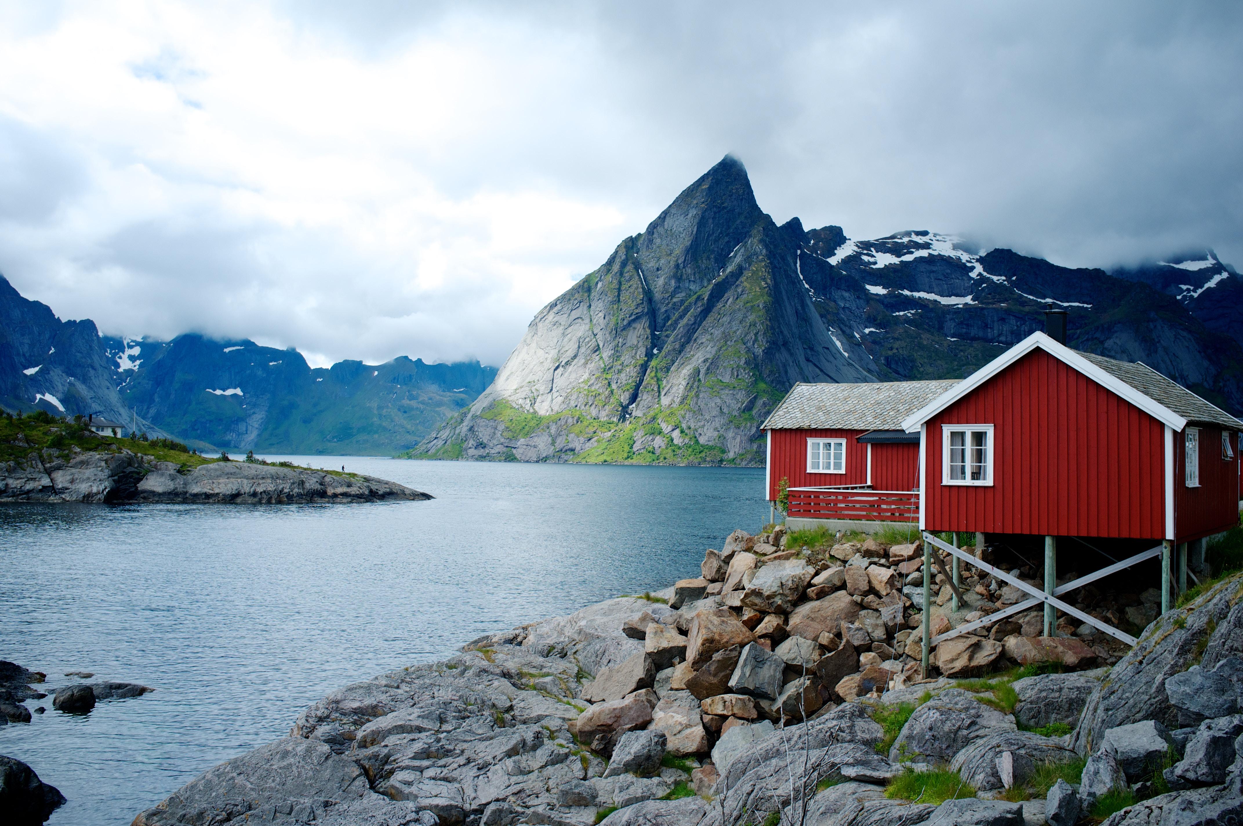 4288x2848 #cabin, #house, #Norway, #nature, #lake, #winter, #landscape, wallpaper. Mocah HD Wallpaper