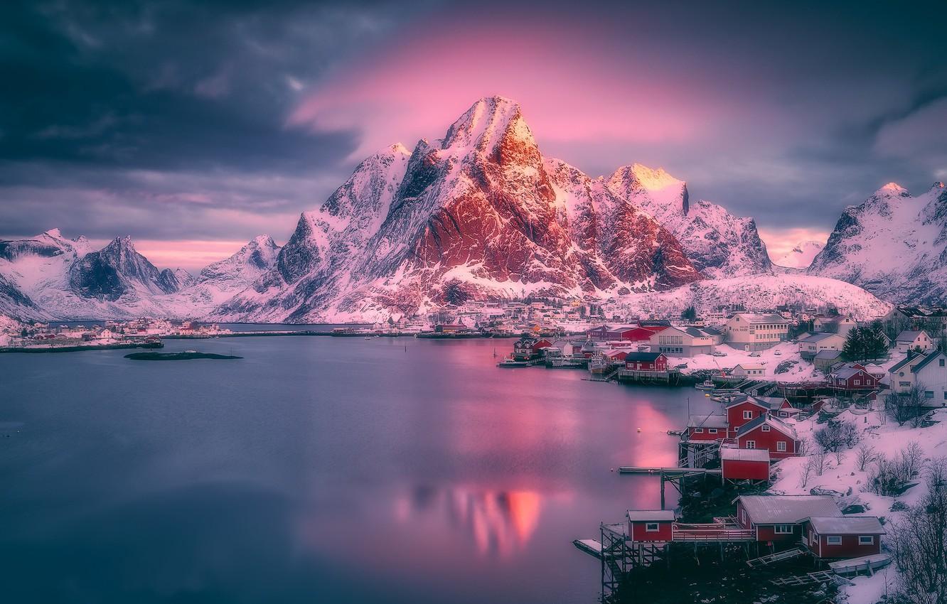 1332x850 Wallpaper Norway, Lofoten, Morning alpenglow image for desktop, section пейзажи