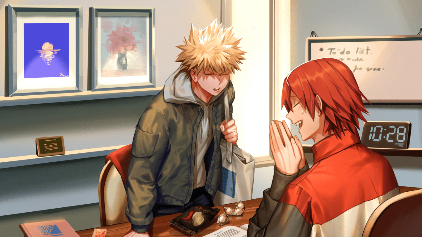 1366x768 Download 1366x768 Kirishima Eijirou, Bakugou Katsuki, Boku No Hero Academia, Friends Wallpaper for Laptop, Notebook