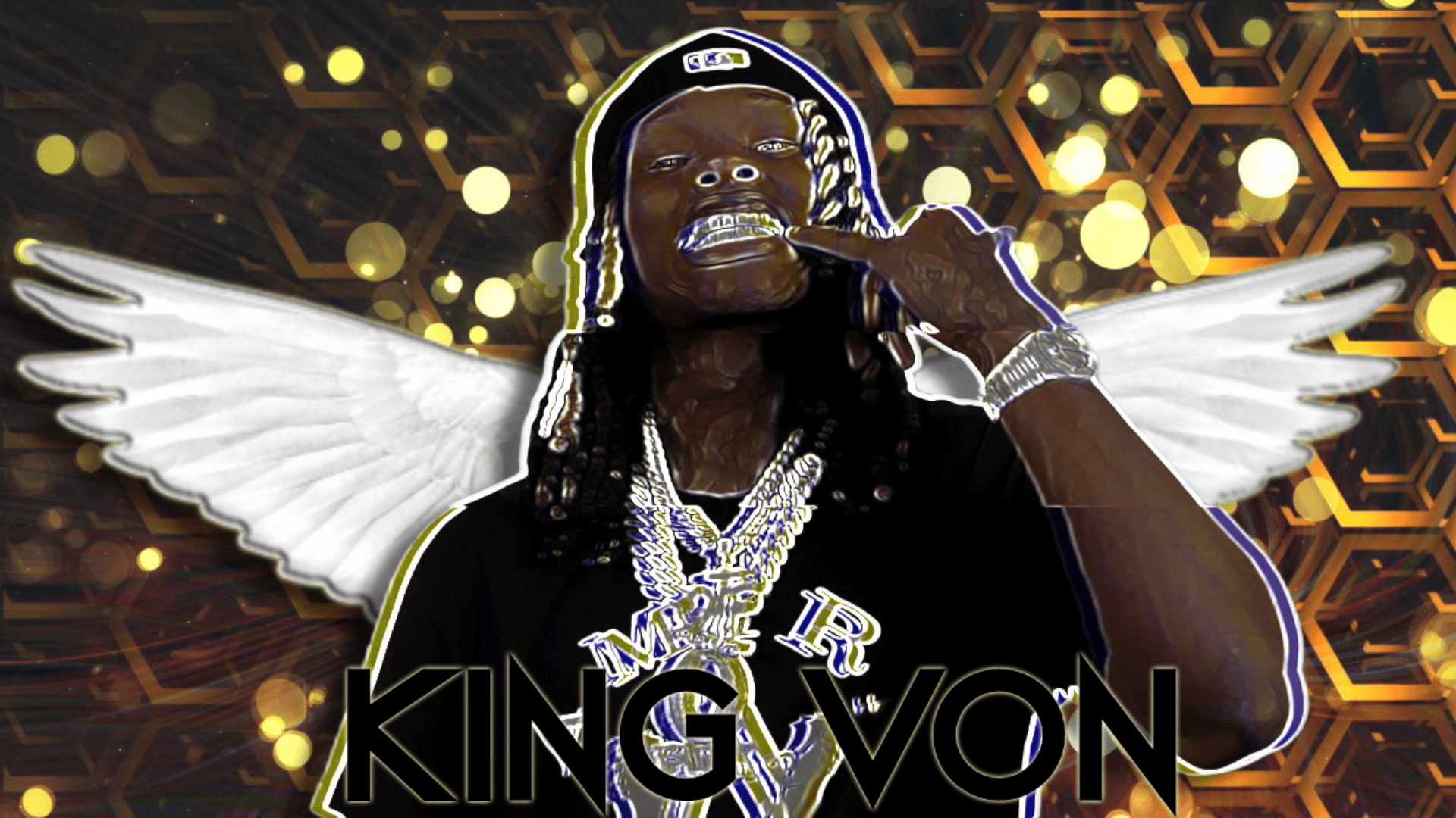 Download King Von Monochromatic Collage Wallpaper