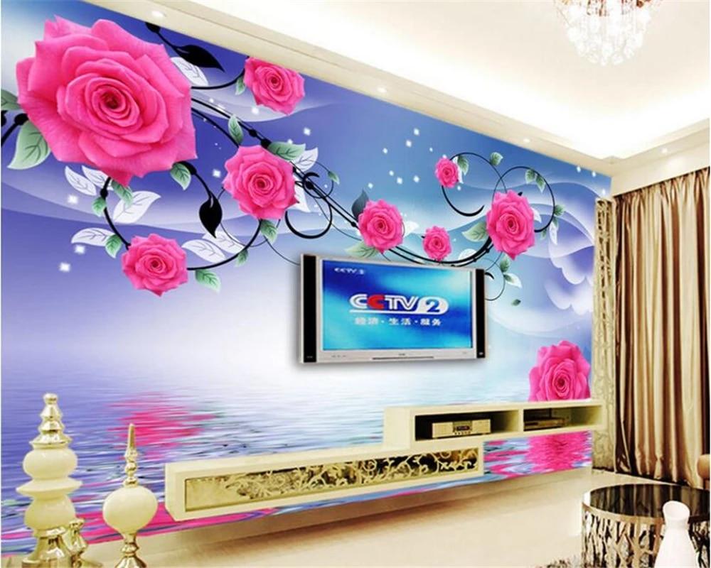 1000x800 WELLYU Custom high fashion aesthetic wallpaper atmospheric rose reflection television background wall papel de parede behang3D. Wallpaper