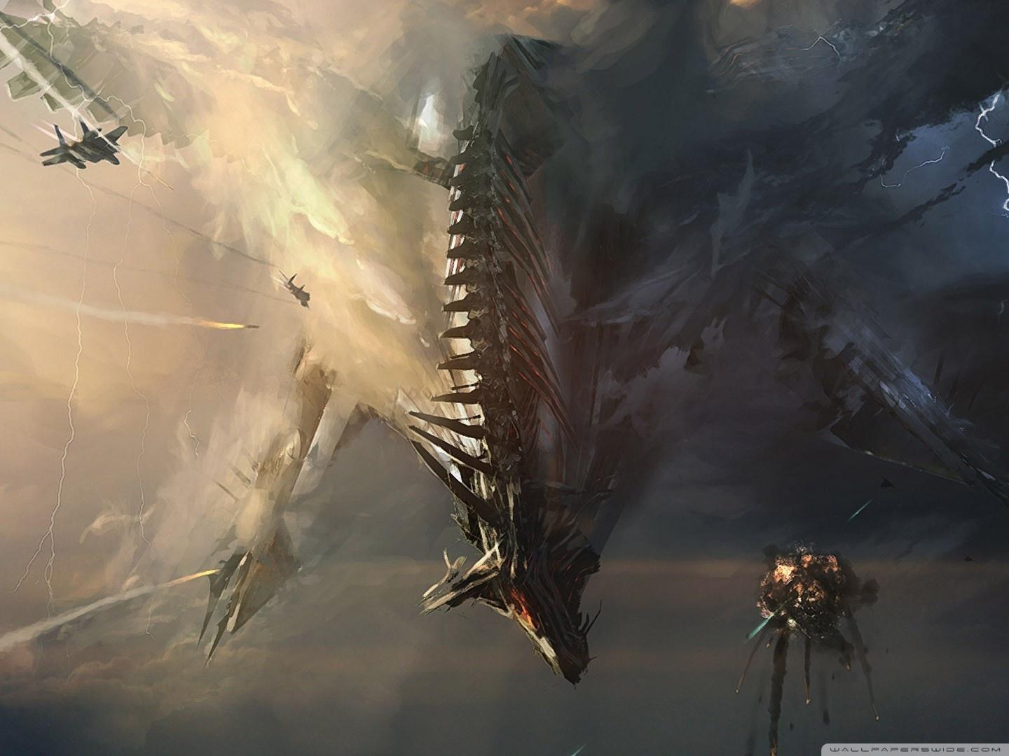 1440x1080 Sci Fi Dragon Spaceship