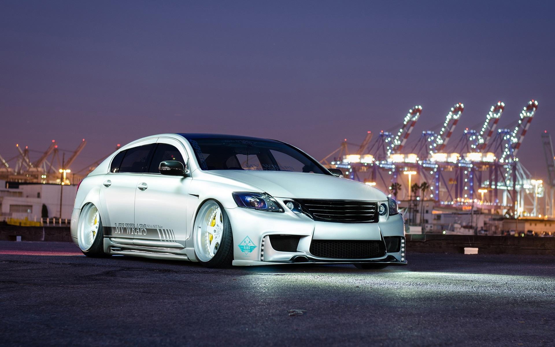 1920x1200 Wallpaper Lexus GS300 silver car, night, lights 1920x1200 HD Picture, Image