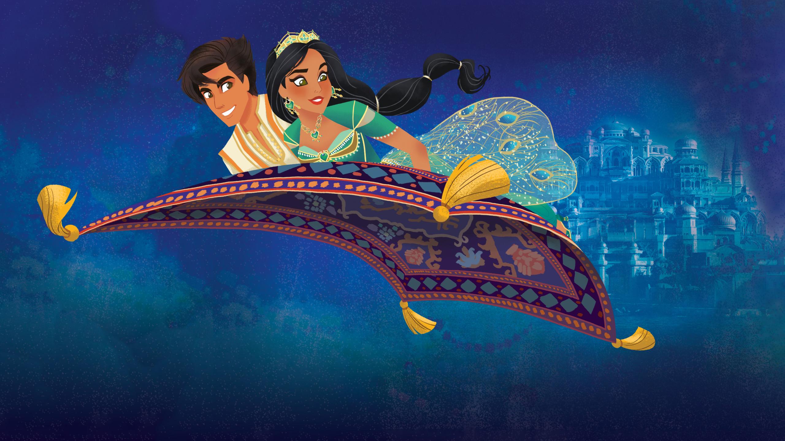 2560x1440 Cartoonish and artistic HD wallpaper of Aladdin 2019 movie
