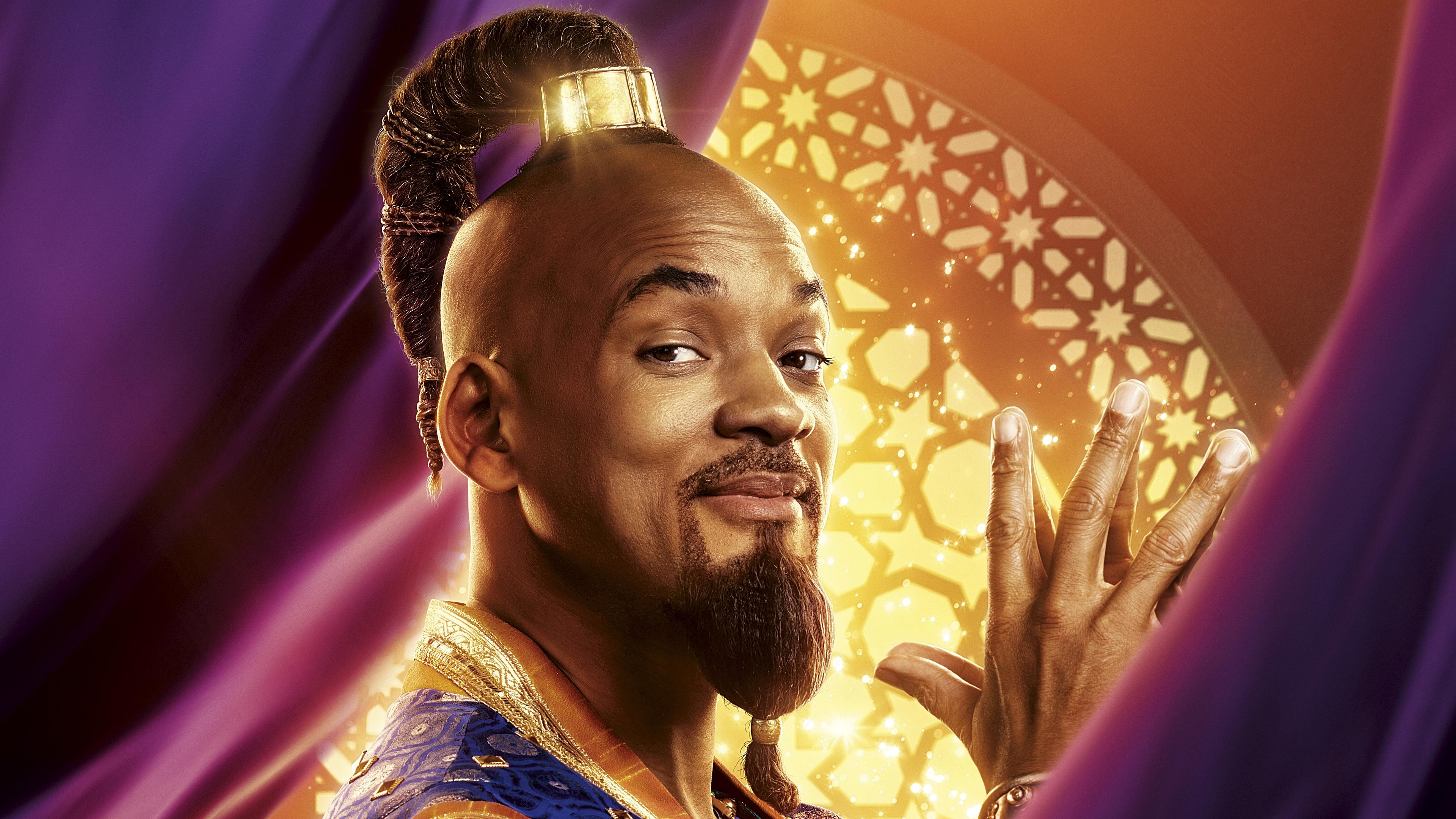 3840x2160 Wallpaper 4k Genie In Aladdin 2019 4k 2019 Movies Wallpaper, 4k Wallpaper, Aladdin Movie Wallpaper, Aladdin Wallpaper, Hd Wallpaper, Movies Wallpaper, Will Smith Wallpaper
