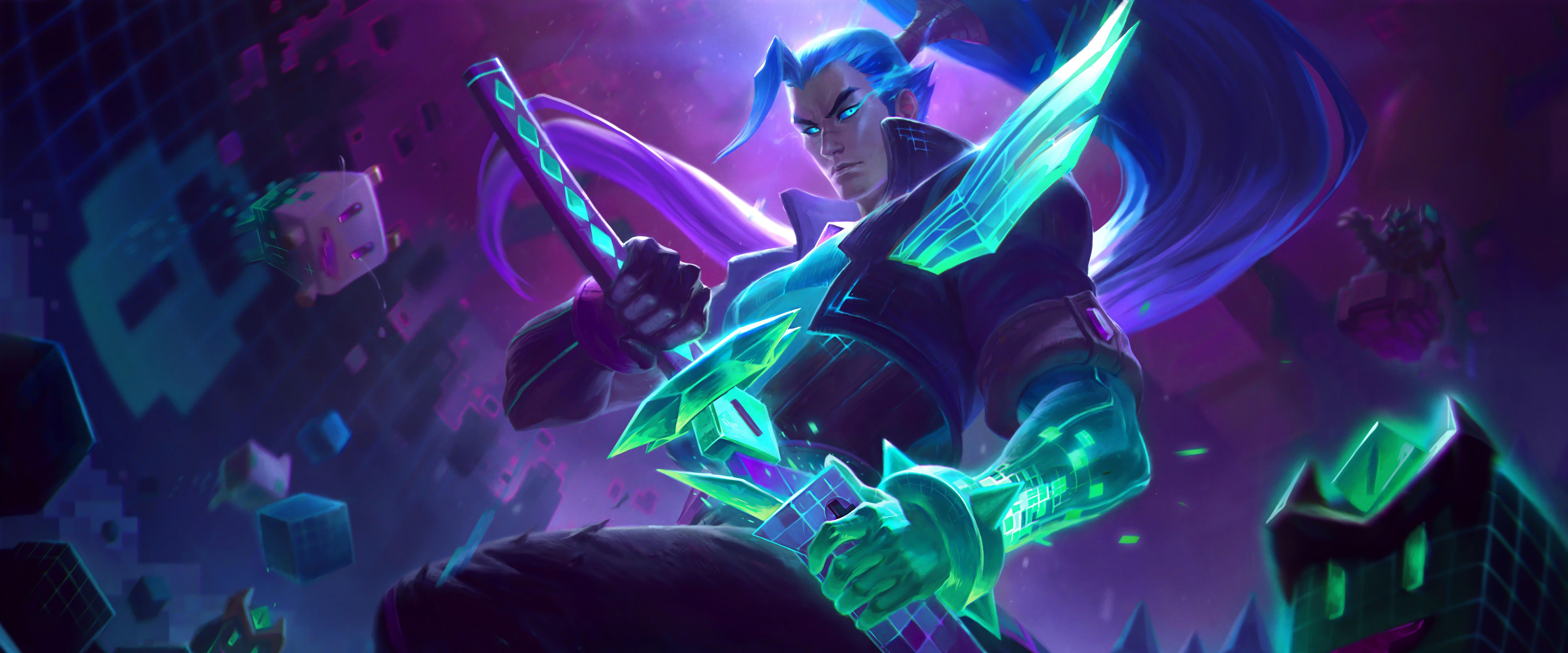 7680x3200 Battle Boss Yasuo, Splash Art, Lol, 8k, Boss Yasuo HD Wallpaper