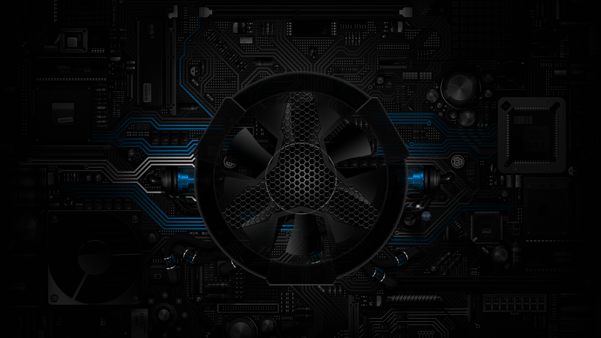 1920x1080 Digital Circuits Fan HUD Wallpaper