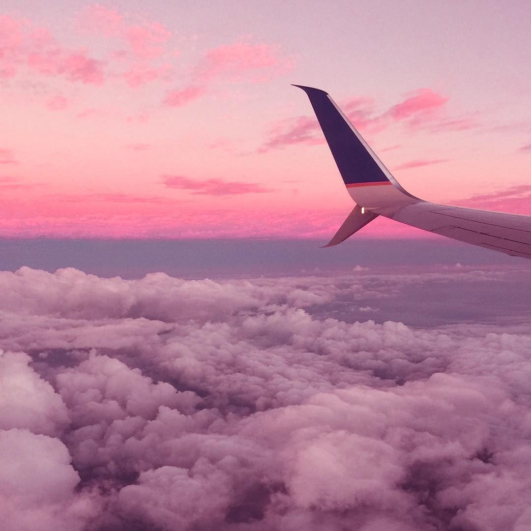 Download wallpaper 1600x900 plane flight sky pink widescreen 169 hd  background