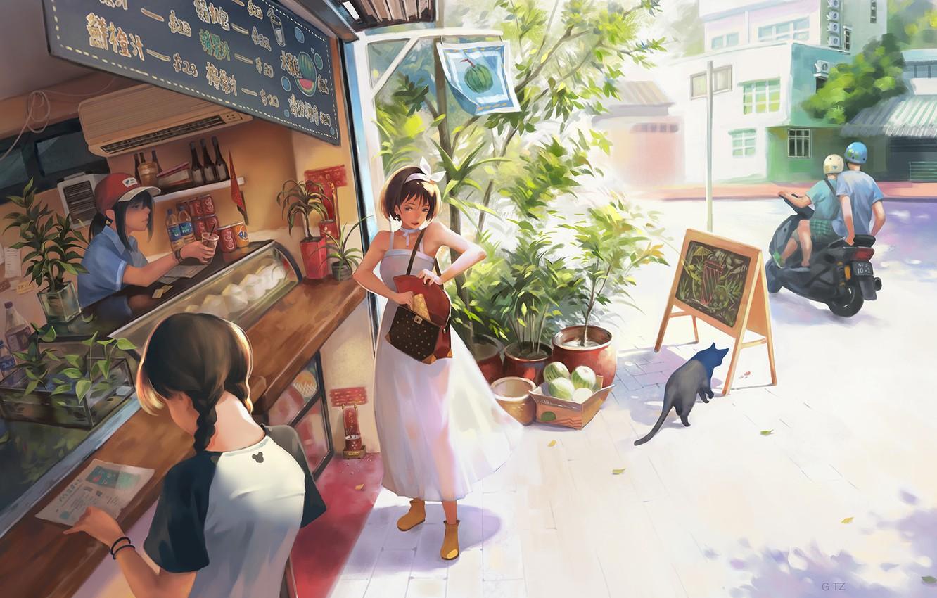 1332x850 Cafe Anime Wallpaper